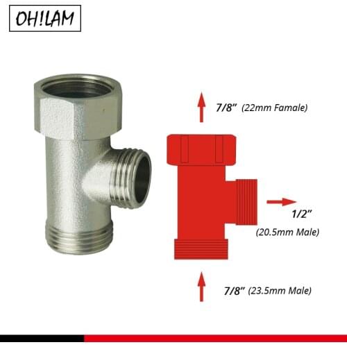 Bathroom Accessories Shower Diverter Valve T-adapter Toilet Tank Connector Angle Valve 7/8" 15/16" NPT Thread Brass Toilet Parts