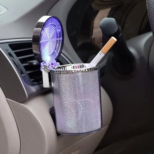 Car Ashtray With LED Light Cigarette Cigar Ashtray Container Ashtray Gas Bottle Smoke Cup Holder Storage Cup Car Supplies New