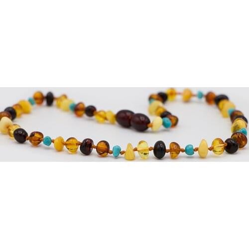 Baltic Amber Baby Necklaces for Girls and Boys (Multicolor) alternative Pain Relief - Certified Premium Quality 100 Safe