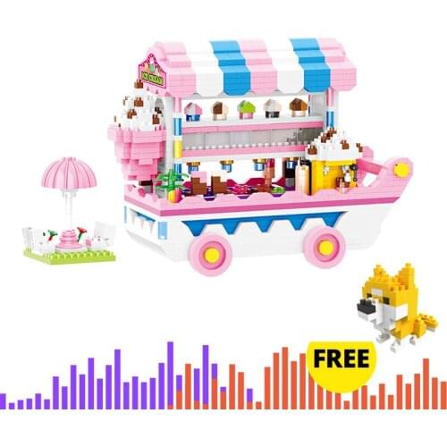 Free shipping ZRK mini building blocks children candy ice cream game super cute car DIY bricks toys for birthday gift girl boys
