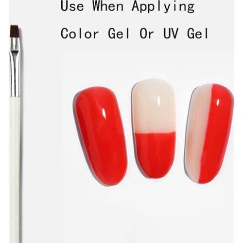 Bozlin 1 Pcs Nail Powder Dust Clean Flat Brush Wooded Handle Nails Glittering Cleaning Brushes Manicuring UV Gel Nail Art Tools