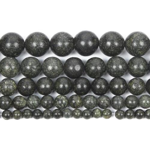 Natural Stone Beads Dark Green Curbstone Round Loose Beads For Jewelry Making Needlework DIY Bracelet Accessories Beads 4-12 MM
