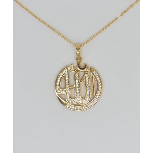 Zircon ALLAH Muslim Arab Islam Quran Pendant Necklace Amulet Lucky Gift Tribal Totem Fashion Jewelry