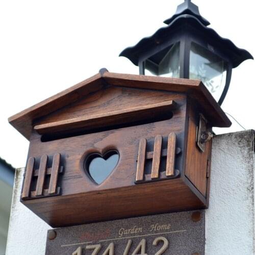Wooden Mailbox Outddor Post Box Rainproof Suggestion Box Creative Wall Mounted Letter Box For Home Garden Company
