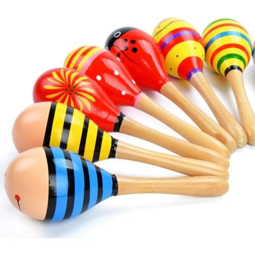 Childrens Cognitive Toys Musical Instruments Colored Wooden Sand Hammers Rattles Sand Balls Kid Wooden Educational Toys