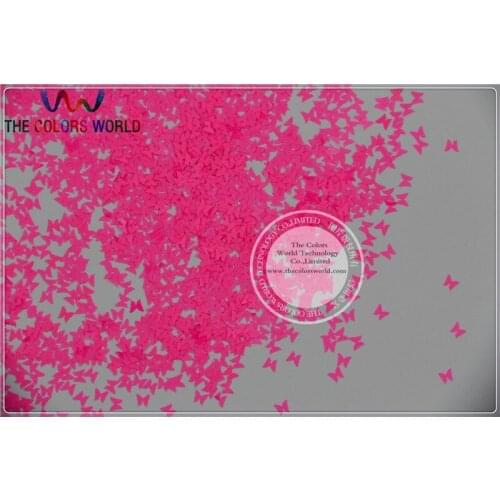 FN-2 Solvent Resistant Neon Shogking Pink Color Butterfly Bowknot Shape Glitter for Nail Polish and DIY decoration 1Pack =50g