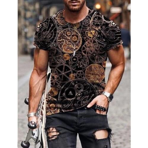 IFPD EU Size Mens T Shirt 3D Metal Gear Print Funny Short Sleeve Tshirt Summer Harajuku Casual Punk Streetwear Tops Hip Hop 6XL