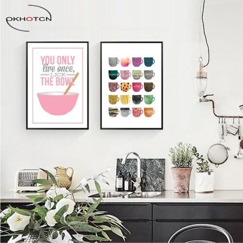 You Only Live Once Multi Colors Cups Canvas Paintings Modern Nordic Wall Art Posters And Prints Home Decor No Frame