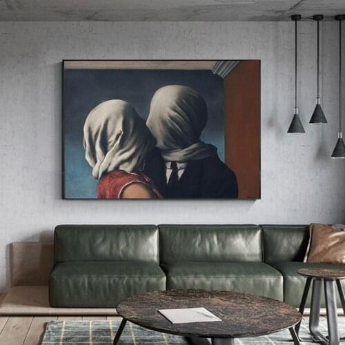 Rene Magritte The Lover Canvas Paintings Posters and Prints Surrealism Canvas Wall Art for Living Room Home Decor (No Frame)