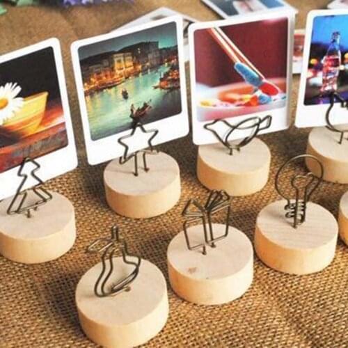 Creative Wood+Iron Photo Clips Folder Home Decorations Office Table Standing Decorative Shelves Creative Birthday Gifts