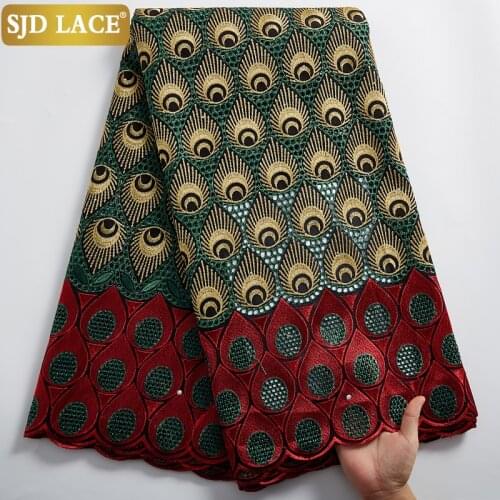 SJD LACE Gray Embroidery Swiss Voile Lace High Quality African Cotton Lace Fabric 5Yards Cut Church Dress Sewing Materials A2425