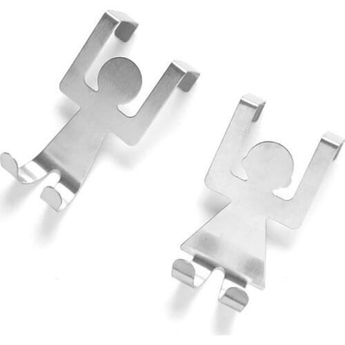 2Pcs/set Stainless Steel Lovers Shaped Hooks Hanger Clothes Storage Rack Tool for House Kitchen Bathroom Supplies Organize