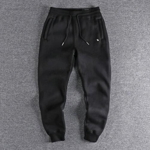 2021 American simple embroidery fashion casual pants mens Plush thickened Winter Youth Leggings drawstring trouser 374
