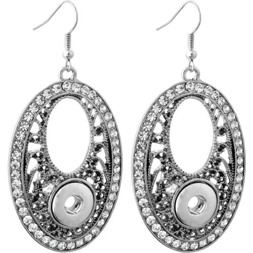 New 18 Design Snaps Jewelry Vintage Crystal Metal 12mm Snap Button Earrings Fit 12mm Snap Button Jewelry for Women Snap Earrings