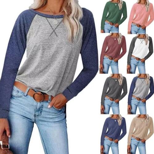 New Tshirt Women Casual Patchwork Long Sleeve T-shirt Tunic Tops Poleras Camiseta Mujer Harajuku Top Women T Shirt Camisas
