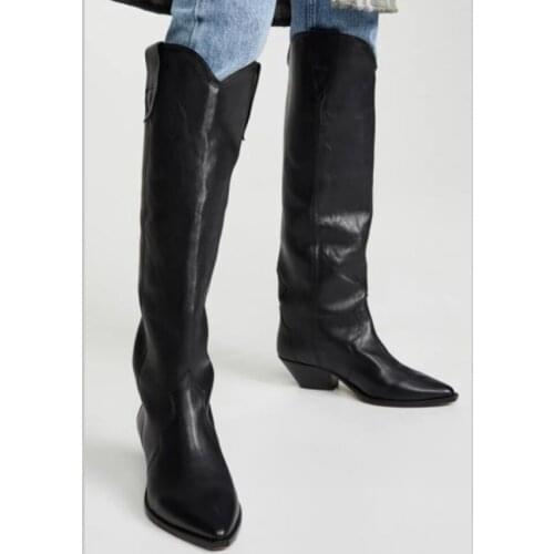 5CM High Heels Shoe Woman Thigh High Boots Women Over The Knee Leather Boots Womens High Heel Shoes Ladies Winter Snow Boot