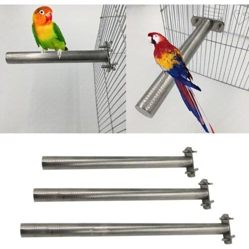 Bird Perch Stainless Steel Bar Parrot Grinding Claw Toys Pet Birds Cage Snuggle Toy Exercise Stand Platform Three Sizes
