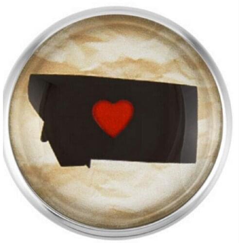 Montana State Snap Buttons Glass Buttons Snap Charms Fit 18mm Snap DIY Bracelets/Necklace Jewelry 20Pcs/lot