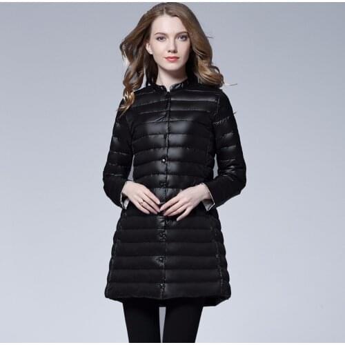 NewBang Brand Womens Down Jackets Ultra Light Down Jacket Women Portable Female Jacket Long Feather Slim Parkas Stand Collar