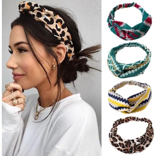Richkeda Store New 2021 Fashion Bohemia Print Cross Knot Women Headband Turban Elastic Hairband Girls Headwear Lady Elegant