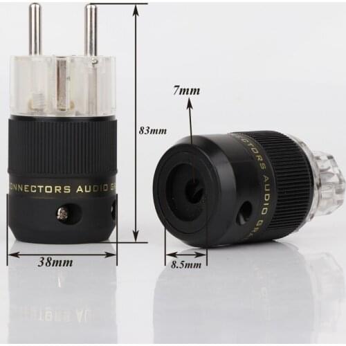 Rhodium Plated Unprinted Schuko Power Connector, Audiophile DIY Mains Power cord Plug hifi