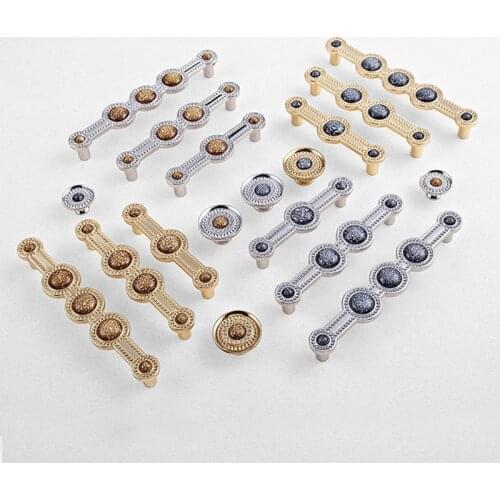 96 128 160mm modern simple fashion chrome gold kitchen cabinet wardrobe door handle Stone pattern crystal drawer cupboard knob