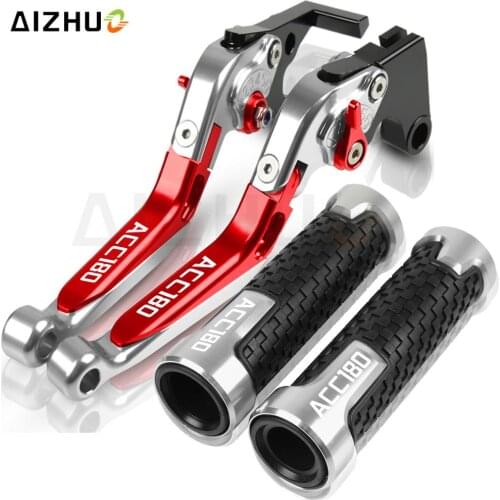 Motorcycle CNC Brake Clutch Levers Adjustable FOR KYMCO ACC 150180 ACC150 ACC180 ALLYEARE Handlebar Handle Bar Hand Grips Logo