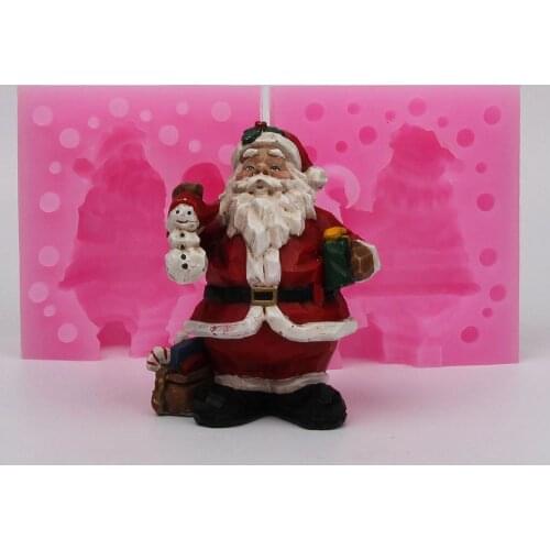 Silicone mold 3D Xmas Santa Claus furnishing articles handmade Resin clay plaster decoration craft mould diy fondant cake tools