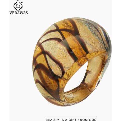 Vedawas ZA Ring Made Of Injection-Molded Glass for Women Men Boho Multi Color Unique Finger Accessories Charm Rings Jewelry Gift