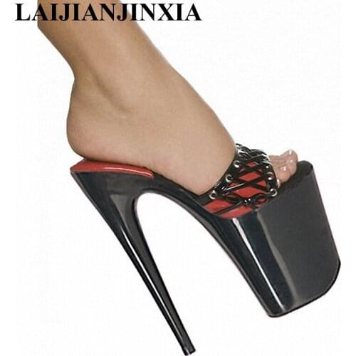 LAIJIANJINXIA 20cm Waterproof platform sandals high heels with appeal,20cm Thin Heels sexy shoes, nightclubs Dance Shoes