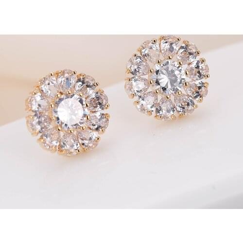 DE158 Fashion Beautiful Elegant 4A Zircon Geometry Flower Ear Stud GIRLS Gift Party Banquet WOMENS Jewelry Earrings 2021