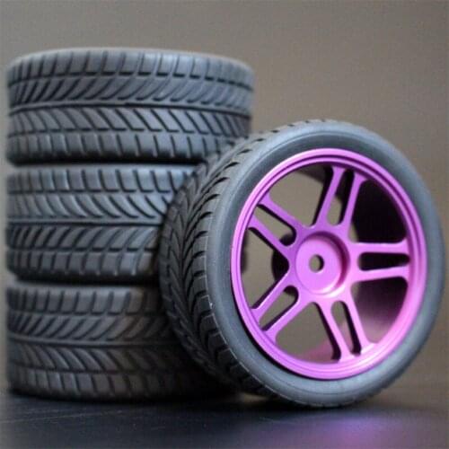 1Set 4Pcs HSP HPI Racing Tires Tyre Metal Wheel Rim 4Pcs For RC 1/10 On-Road Car HSP 94123/94103/94122 D4/D3 FW06 106