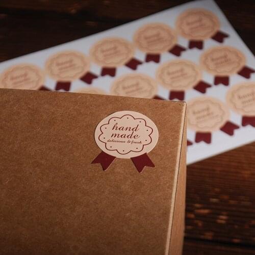 300 pcs/lot Badge Style "Hand made"self-adhesive stickers Label sticker DIY Hand Made Gift /Cake Paper Sticker