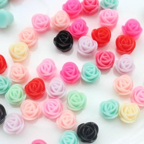 300pcs Resin Rose Bud Cabochons mixed colours 8mm resin flowers flatback decoden mix color resin flower little buds D25