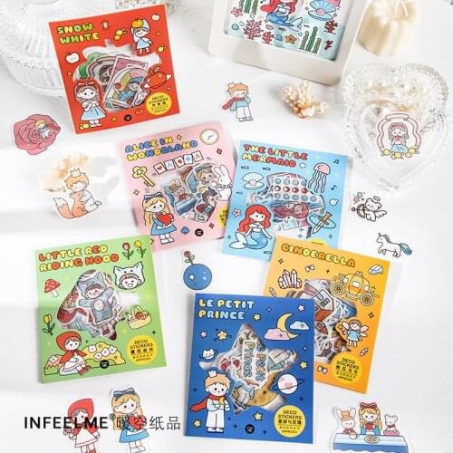40PCS/Bag PVC Washi Paper Cute Fairy Tale Adventure Series Cute cartoon Sticker Scrapbooking Stationery School Supplies