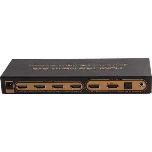 6x2 HDMI Matrix PIP 1.4V 4K*2K 3D Audio EDID/ARC/Audio Extractor 5.1CH switch splitter 6 input 2 output converter for HDTV 06M1
