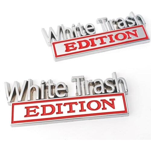 8.7x3.2cm Emblem Door Badge Matte Silver Red Truck Letter Fender Universal White Zinc Alloy