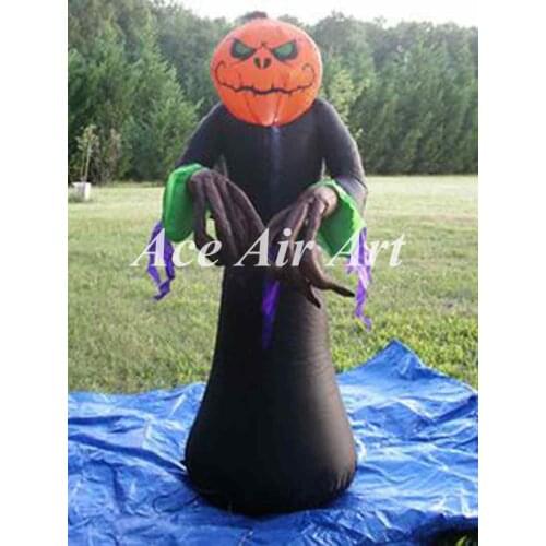9 foot large air blown lantern pumpkin man inflatable Halloween pumpkin reaper for yard decoration