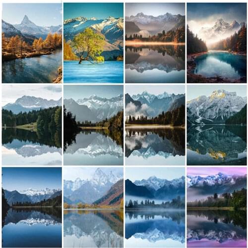 FIYO Full Square/Round Drill 5D DIY Diamond Painting "Landscape Map Mountain Lake" Embroidery Cross Stitch Home Decor Gift