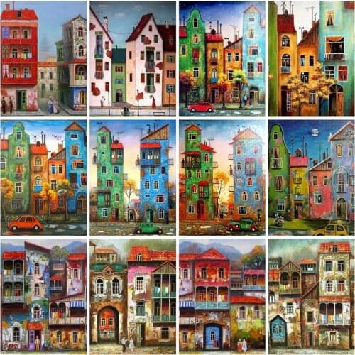 Diamond painting painting house 5D DIY childrens handmade diamond painting cross stitch rhinestone mosaic decoration ZH