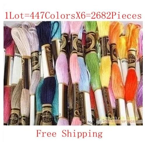 Free Shipping Hotsell Cotton Knitting Sewing Thread 1LOT=447COLORSX6=2682PIECES 8.7 Yard Cross Stitch Thread Similar DMC Thread