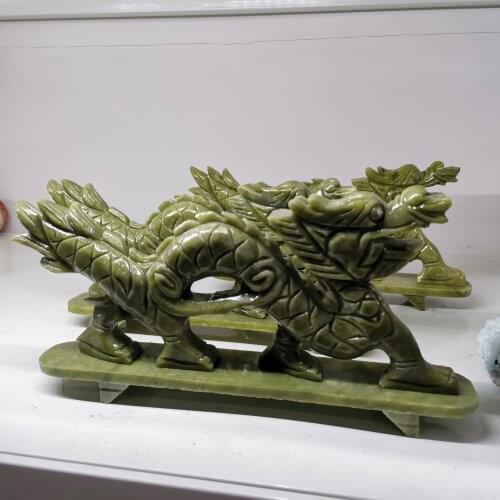 Large size drop shipping Natural Green Jade Crystal gemstone China Dragon Reiki Healing Crystal Hand Carved Dragon Wholesale