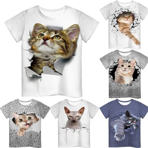 3D Cat Print Kids T Shirts Children Cute Cartoon Tshirts Boys Girls Animals T-shirts Summer Toddler Anime Tee Tops Camisetas