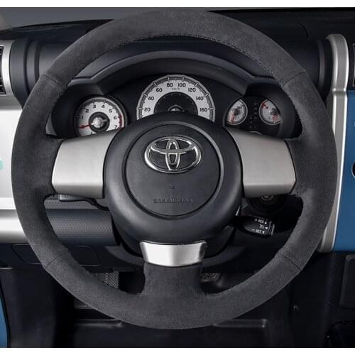 For Toyota FJ CRUISER Black Suede DIY Car Steering Wheel Cover Accessories
