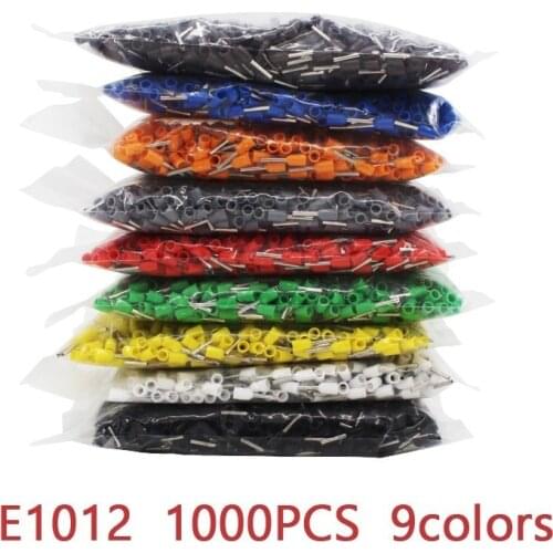 E1012 1000pcs/Pack Insulated Cord End Terminal Crimp Terminal Wire Connector Crimp Ferrules Crimping Terminals Tubular AWG #18
