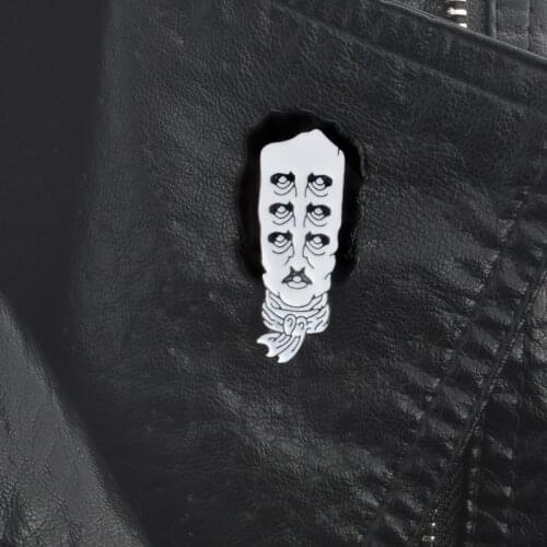 Edgar Allan Poe Inspired Pin Gothic Creepy Brooches Hard enamel lapel pins Backpack Jackets Bags Accessories for Men Women