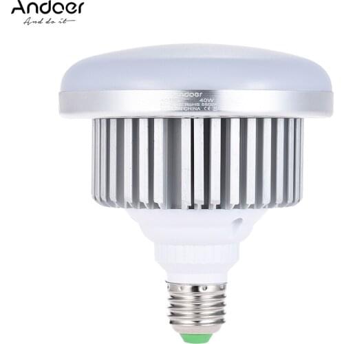 Andoer E27 40W Energy Saving LED Bulb Lamp 3200K/5500K Soft White Daylight/Yellow Warm Light for Studio Home Commercial Lighting