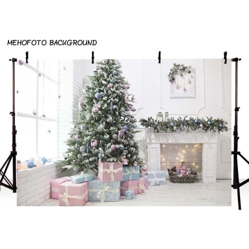 Photography Backdrops Christmas Background Fireplace Tree Winter Snow Window Interior Baby Birthday Background For Photo Studio