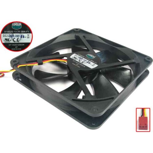 Cooling Master A14025-10CB-3BN-F1 DC 12V 0.14A 3-Wire 140x140x25mm Server Fan