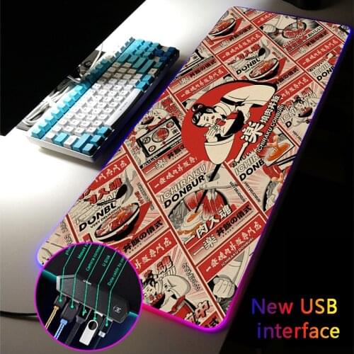 MRGLZY Anime RGB Gaming Mouse Pad LED 4-Port Mousepads Large USB Hub Mouse Mat Carpets Games Computer PC XXL Desk Mat for Csgo
